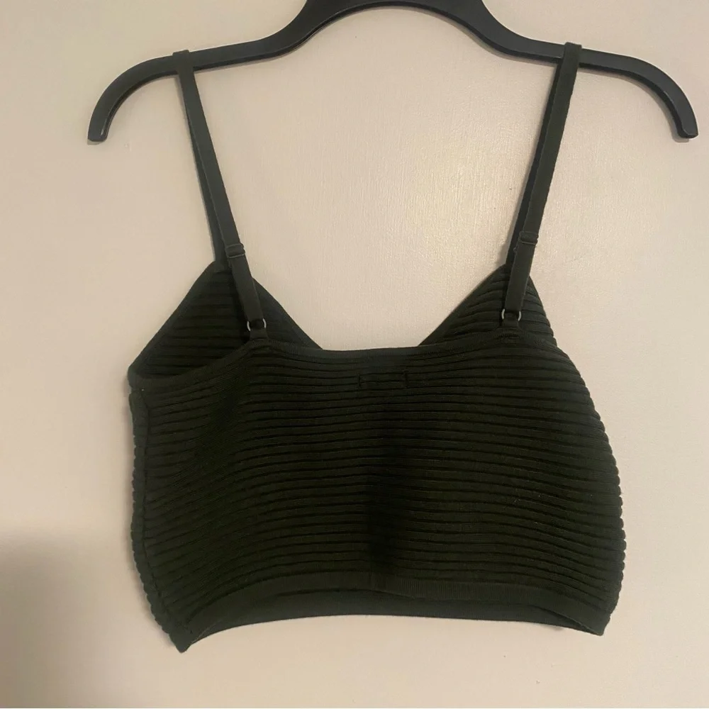 NWT Aerie Bralette Crop Top Wireless Green Stretch Ribbed Women’s Size Medium - Picture 6 of 6